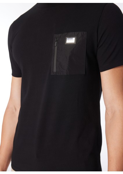 Bisiklet Yaka Siyah Erkek T-Shirt 755085542221 fırsatları