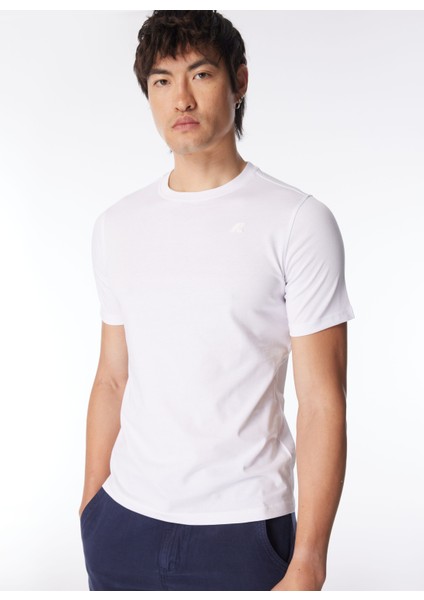 Bisiklet Yaka Beyaz Erkek T-Shirt K4125EW_ODOM Letıtraın modelleri