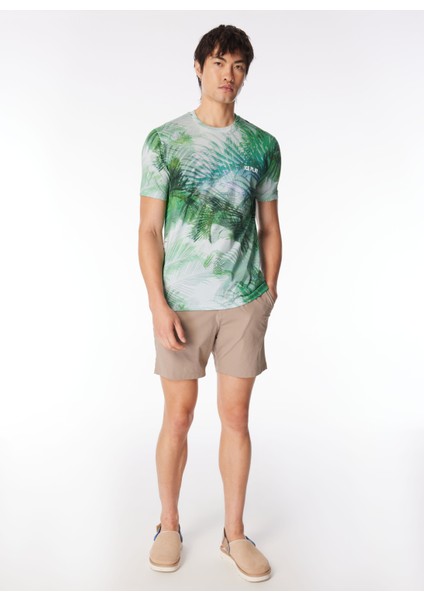 Düz Yaka Desenli Yeşil Erkek T-Shirt 24EU1M0F0116324_T-SHIRT modelleri