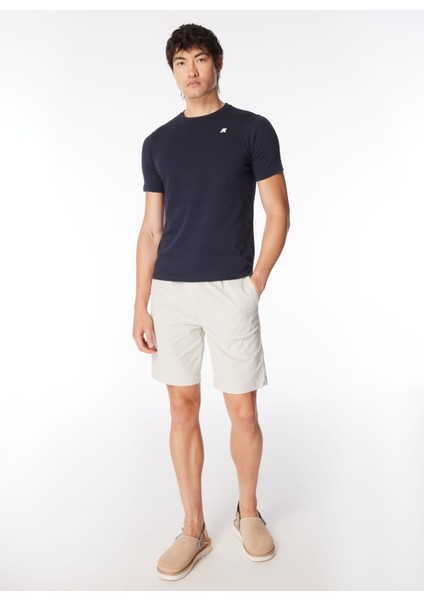 Bisiklet Yaka Mavi Erkek T-Shirt K4125EW_ODOM Letıtraın