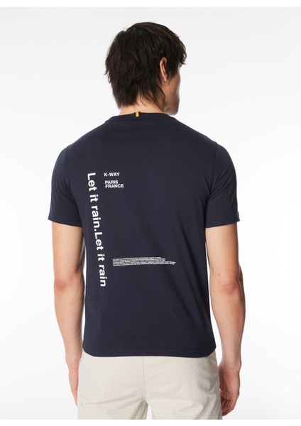 Bisiklet Yaka Mavi Erkek T-Shirt K4125EW_ODOM Letıtraın