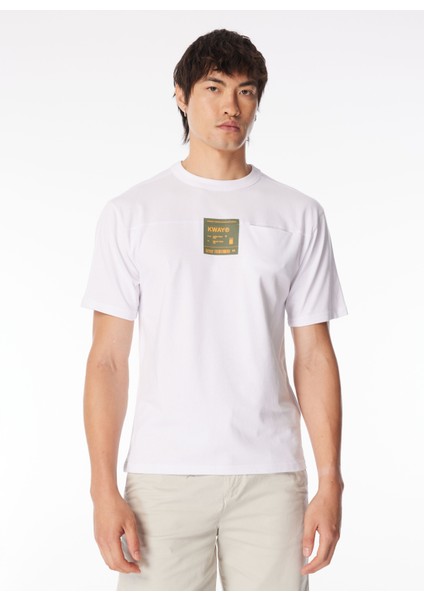 Bisiklet Yaka Beyaz Melanj Erkek T-Shirt K5127FW_FANTOME Prınt - Pocket