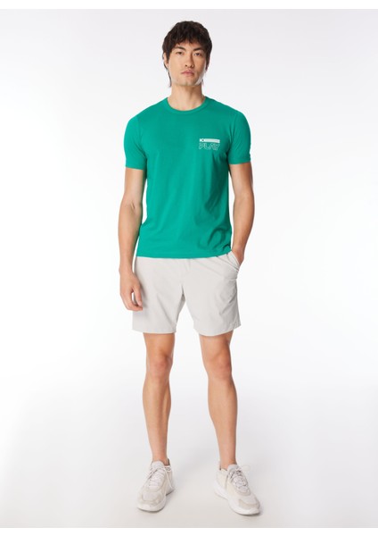 Bisiklet Yaka Baskılı Yeşil Erkek T-Shirt 24EU1P0F013P400_T-SHIRT modelleri