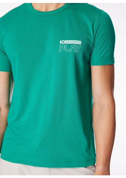 Bisiklet Yaka Baskılı Yeşil Erkek T-Shirt 24EU1P0F013P400_T-SHIRT fırsatları