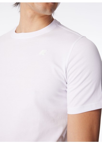 Bisiklet Yaka Beyaz Erkek T-Shirt K4125EW_ODOM Letıtraın