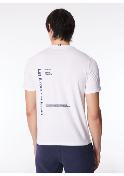 Bisiklet Yaka Beyaz Erkek T-Shirt K4125EW_ODOM Letıtraın