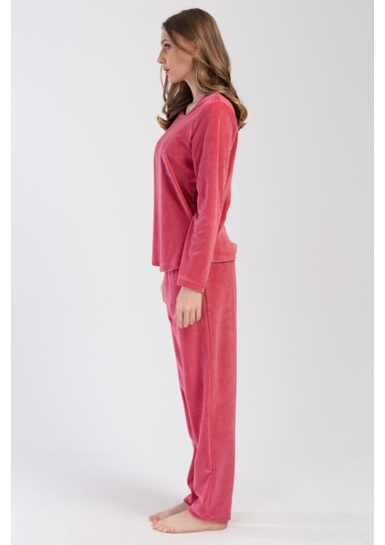 Kadın Kadife Uzun Kol Pijama Takım , 403092