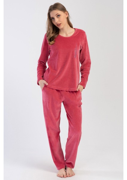 Kadın Kadife Uzun Kol Pijama Takım , 403092