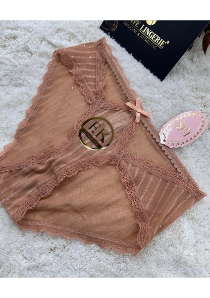 Fk Lingerie Simli Arkası Transparan Tül Önü Dantelli Önü Cut-Out Külot