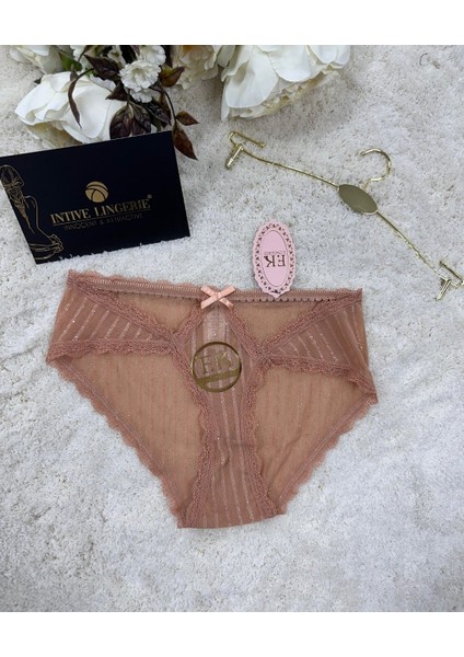 Fk Lingerie Simli Arkası Transparan Tül Önü Dantelli Önü Cut-Out Külot