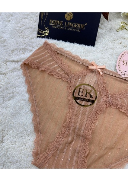 Fk Lingerie Simli Arkası Transparan Tül Önü Dantelli Önü Cut-Out Külot