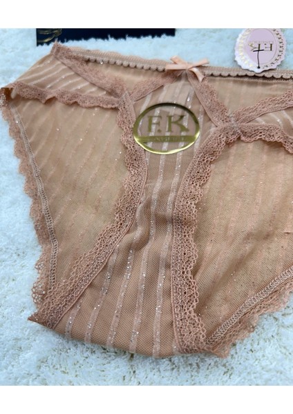 Fk Lingerie Simli Arkası Transparan Tül Önü Dantelli Önü Cut-Out Külot