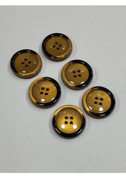 Trençkot ve Ceket Düğmesi / 6 Lı Set / Mine Kaplı / Siyah Atımlı / Camel Renk
