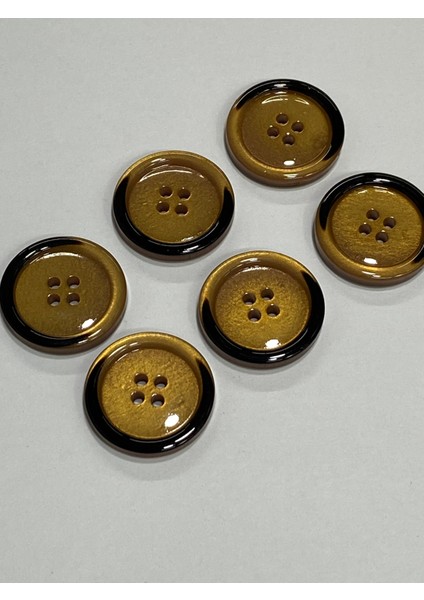 Trençkot ve Ceket Düğmesi / 6 Lı Set / Mine Kaplı / Siyah Atımlı / Camel Renk