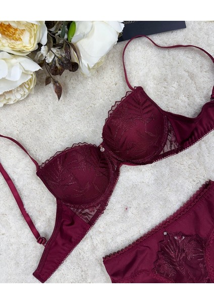 Le Jardin Parlak Simli Ipli Brodeli Push-Up Sütyen Külot TAKIM-5065 modelleri