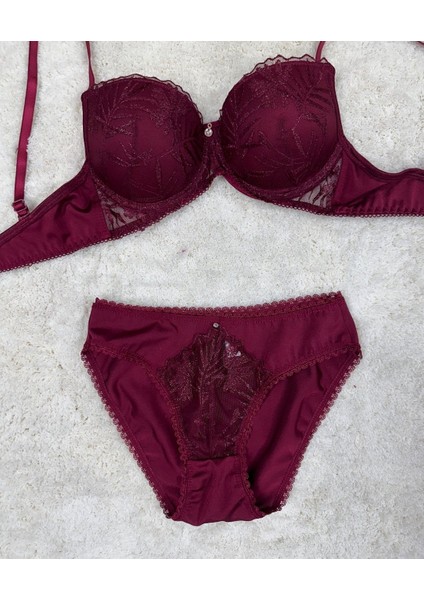 Le Jardin Parlak Simli Ipli Brodeli Push-Up Sütyen Külot TAKIM-5065 indirimleri