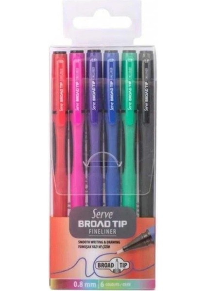 Broad Tip 0,8 Mm 6'lı Fineliner Kalem P171101