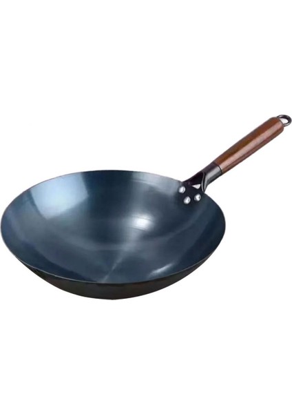 Yapışmaz Wok Tencere Manuel Dövme Tava Yuvarlak Wok 32CM (Yurt Dışından)
