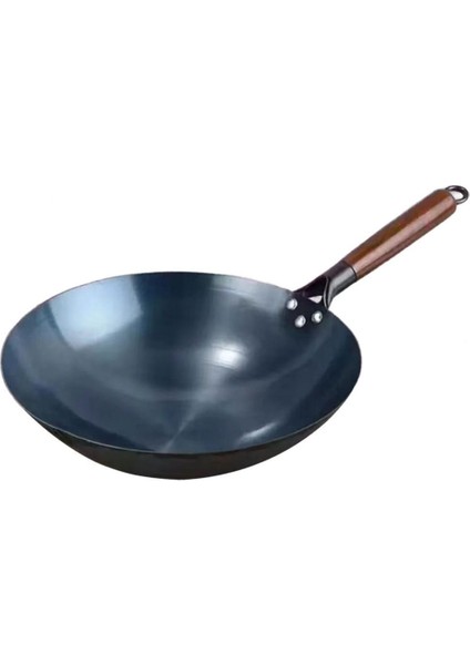 Yapışmaz Wok Tencereler Manuel Dövme Tava Yuvarlak Wok 34CM (Yurt Dışından)