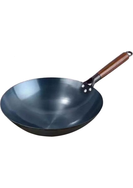 Yapışmaz Wok Tencereler Manuel Dövme Tava Yuvarlak Wok 34CM (Yurt Dışından)