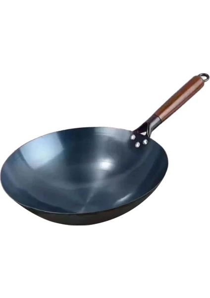 Yapışmaz Wok Tencere Manuel Dövme Tava Yuvarlak Wok 30CM (Yurt Dışından)