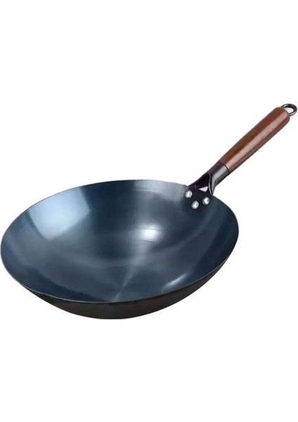 Yapışmaz Wok Tencere Manuel Dövme Tava Yuvarlak Wok 38CM (Yurt Dışından)