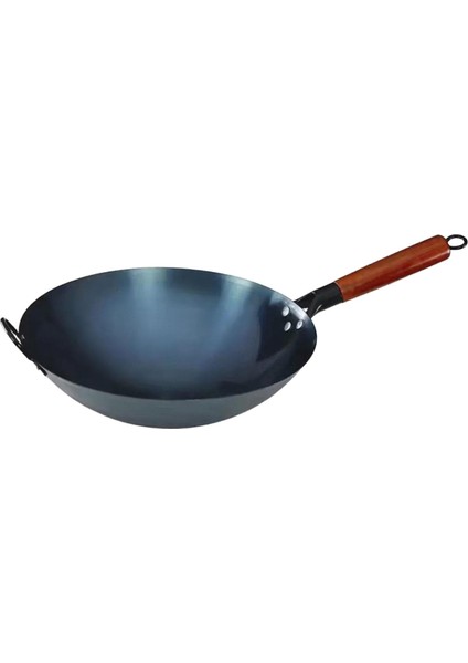 Yapışmaz Wok Tencere Manuel Dövme Tava Yuvarlak Wok 30 cm Kulaklı (Yurt Dışından)