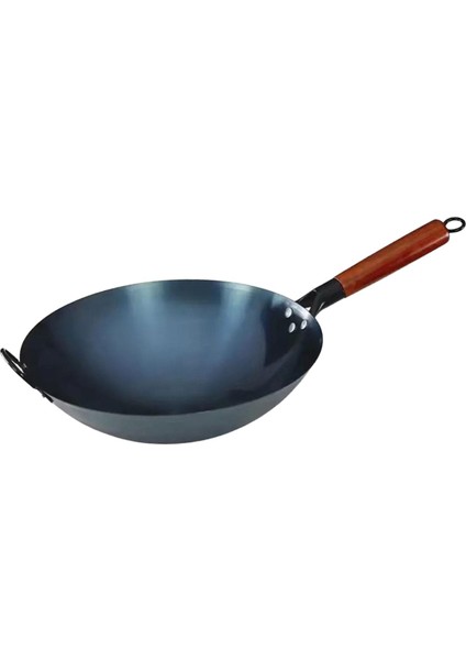 Yapışmaz Wok Tencere Manuel Dövme Tava Yuvarlak Wok 30 cm Kulaklı (Yurt Dışından)