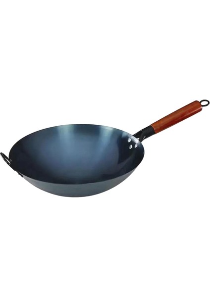 Yapışmaz Wok Tencere Manuel Dövme Tava Yuvarlak Wok 30 cm Kulaklı (Yurt Dışından)