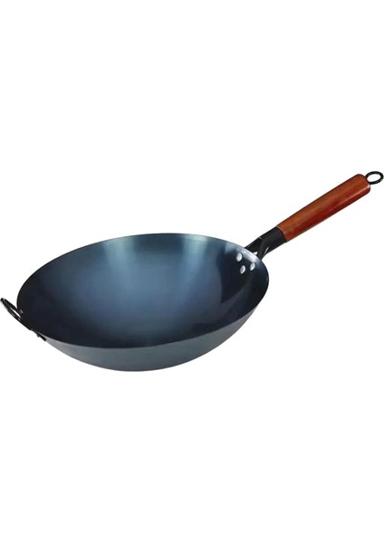 Yapışmaz Wok Tencere Manuel Dövme Tava Yuvarlak Wok 30 cm Kulaklı (Yurt Dışından)