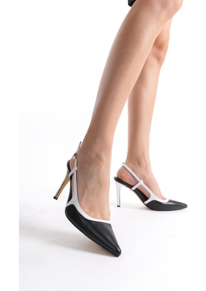 Kadın Topuklu Deri Stiletto & Ayakkabı Siyah/beyaz -MCBRG5698-SB fiyatları