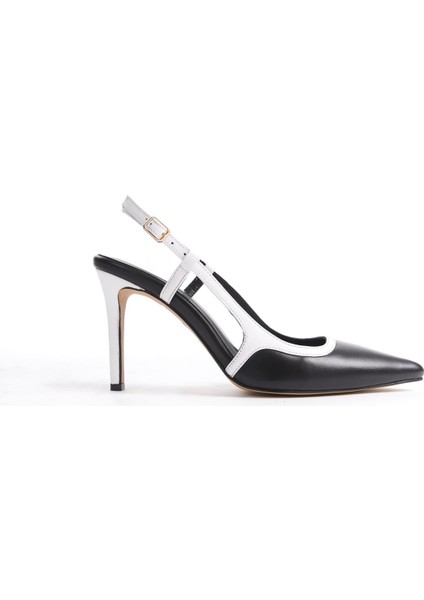 Kadın Topuklu Deri Stiletto & Ayakkabı Siyah/beyaz -MCBRG5698-SB fırsatları