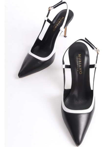 Kadın Topuklu Deri Stiletto & Ayakkabı Siyah/beyaz -MCBRG5698-SB indirimleri