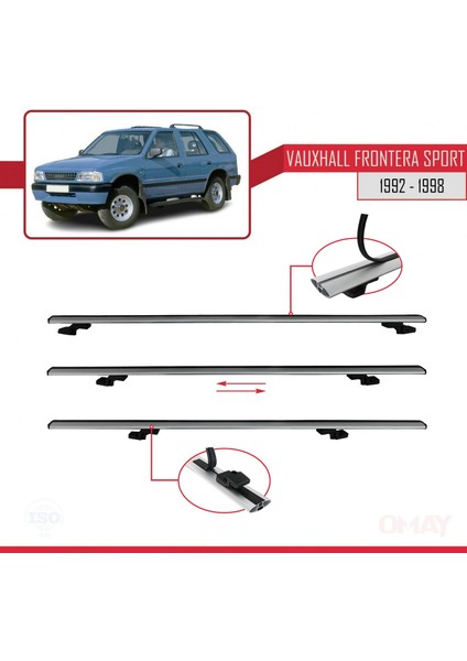 Vauxhall Frontera Sport 1992-1998 Arası ile Uyumlu Basıc Model Universal Ara Atkı Tavan Barı Gri 2 Adet indirimleri
