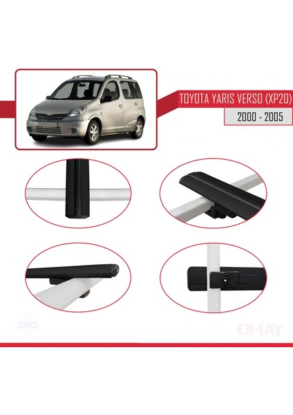 Toyota Yaris Verso (XP20) 2000-2005 Arası ile Uyumlu Basıc Model Universal Ara Atkı Tavan Barı Siyah 2 Adet fırsatları