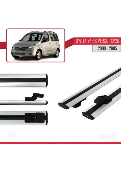 Toyota Yaris Verso (XP20) 2000-2005 Arası ile Uyumlu Basıc Model Universal Ara Atkı Tavan Barı Gri 2 Adet modelleri