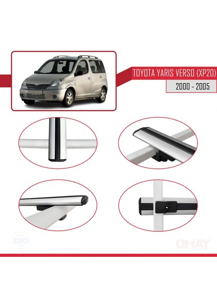 Toyota Yaris Verso (XP20) 2000-2005 Arası ile Uyumlu Basıc Model Universal Ara Atkı Tavan Barı Gri 2 Adet fırsatları