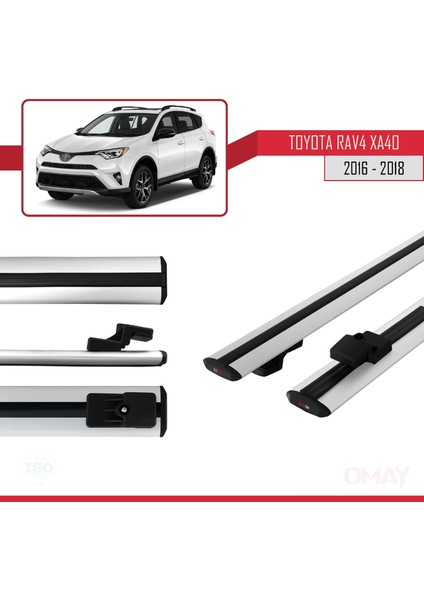 Toyota Rav4 (XA40) 2016-2018 Arası ile Uyumlu Basıc Model Universal Ara Atkı Tavan Barı Gri 2 Adet modelleri
