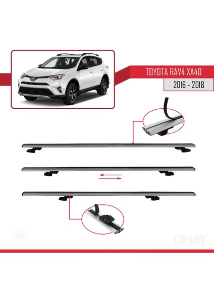 Toyota Rav4 (XA40) 2016-2018 Arası ile Uyumlu Basıc Model Universal Ara Atkı Tavan Barı Gri 2 Adet indirimleri