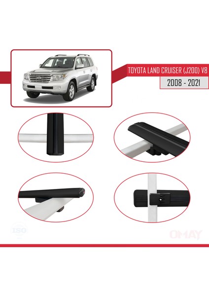 Toyota Land Cruiser (J200) V8 2008-2021 Arası ile Uyumlu Basıc Model Universal Ara Atkı Tavan Barı Siyah 2 Adet fırsatları