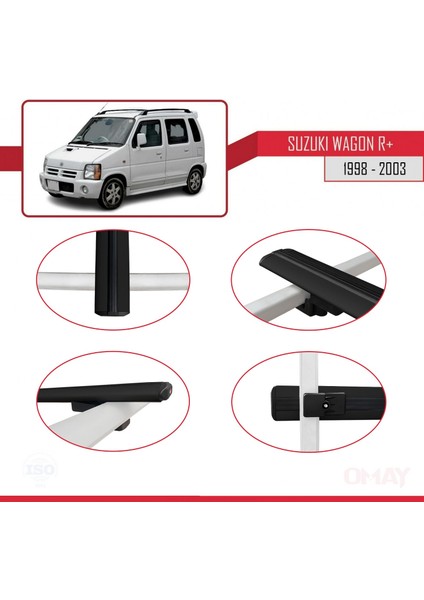 Suzuki Wagon R+ 1998-2003 Arası ile Uyumlu Basıc Model Universal Ara Atkı Tavan Barı Siyah 2 Adet