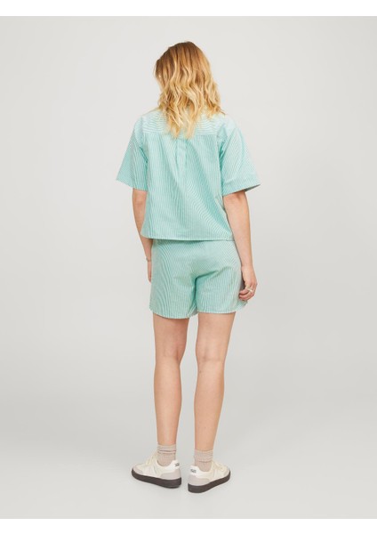 Kadın Çizgili Crop Gömlek - Sıva modelleri