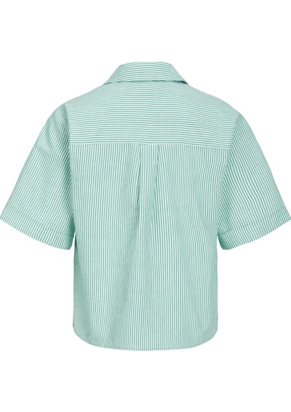 Kadın Çizgili Crop Gömlek - Sıva indirimleri