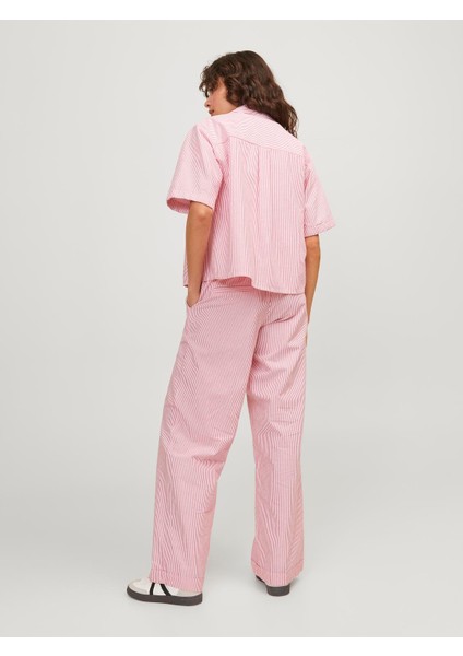Kadın Çizgili Crop Gömlek - Sıva modelleri
