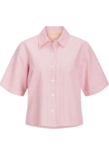 Kadın Çizgili Crop Gömlek - Sıva indirimleri