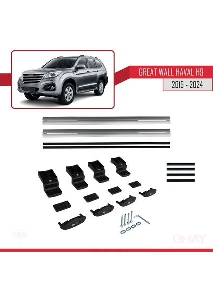 Great Wall Haval H9 2015 ve Sonrası ile Uyumlu Basıc Model Universal Ara Atkı Tavan Barı Gri 2 Adet indirimleri