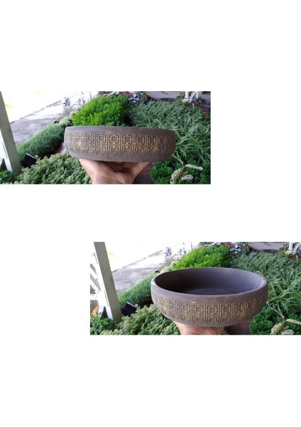 2 Adet Tokyo Dizayn Beton Aranjman ve Bonsai Saksısı Çiçek Desen Ağız Çap 20-30 cm Çap fiyatları