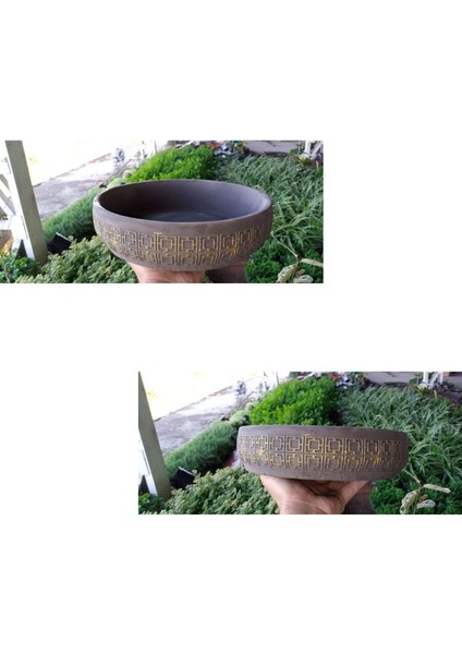 2 Adet Tokyo Dizayn Beton Aranjman ve Bonsai Saksısı Çiçek Desen Ağız Çap 20-30 cm Çap modelleri