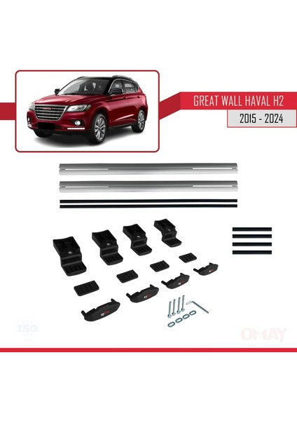 Great Wall Haval H2 2015 ve Sonrası ile Uyumlu Basıc Model Universal Ara Atkı Tavan Barı Gri 2 Adet indirimleri