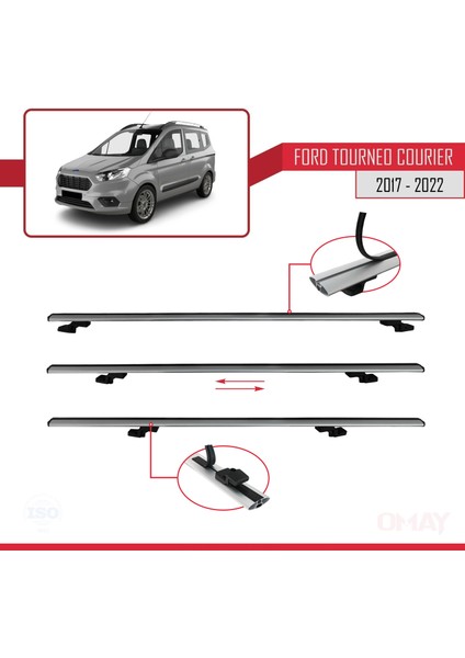 Ford Tourneo Courier 2017-2022 Arası ile Uyumlu Basıc Model Universal Ara Atkı Tavan Barı Gri 2 Adet fırsatları